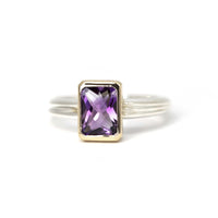 amethyst yellow gold and silver statement ring montreal