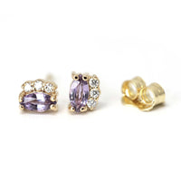 Marquise Shape Violet Lilac Sapphire & Diamond Dora Earrings