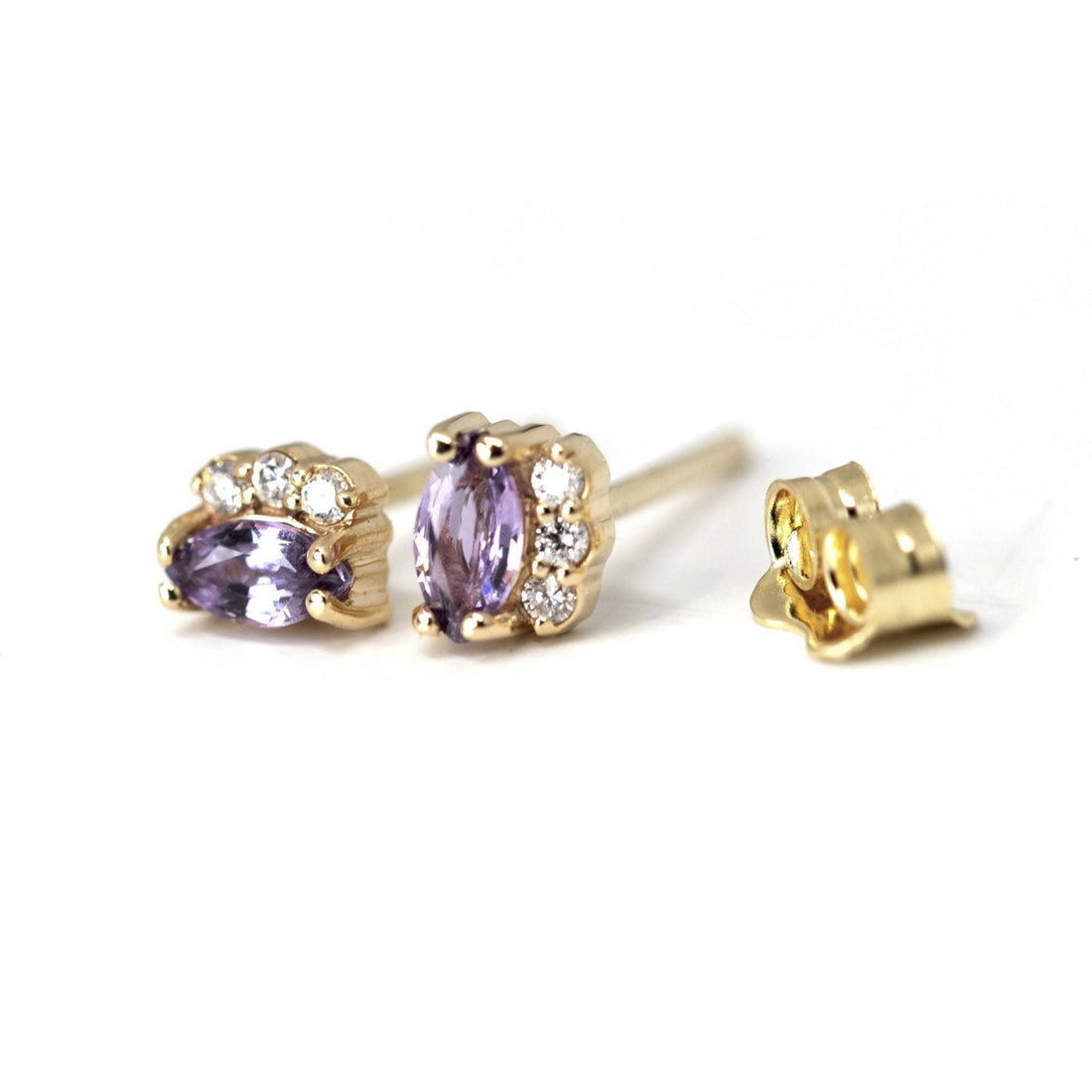 Marquise Shape Violet Lilac Sapphire & Diamond Dora Earrings