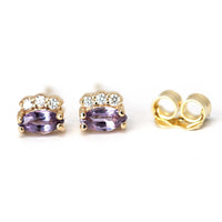 Marquise Shape Violet Lilac Sapphire & Diamond Dora Earrings