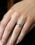 girl's hand wearing color gems engagement ring montreal fine jewelr designer bena jewelry little italy jeweler diamond engagement ring with natural color gems sapphire engagement ring