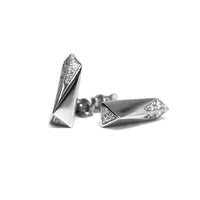Bena Jewelry Stud Earrings Pike Silver and Diamonds Made in Montreal from Fancy Edgy Collection Fine Jewelry Designer Canada