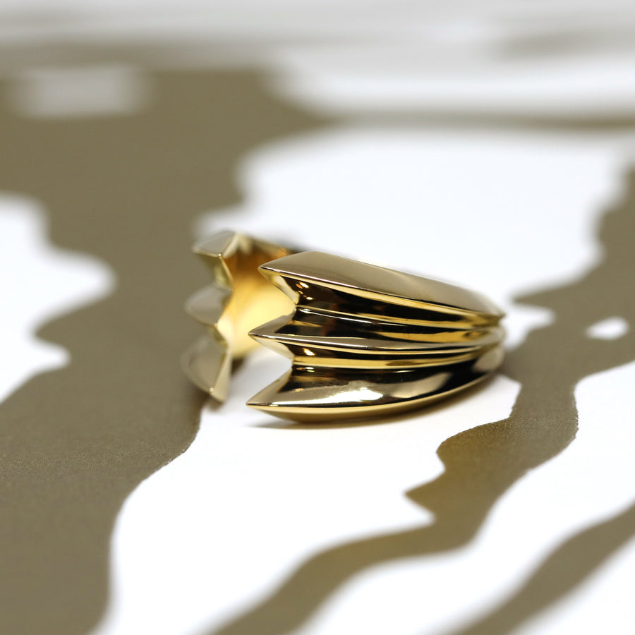 Edgy Collection Vermeil Gold Ring Silver Yellow Gold Plated Modern Minimalist Bena Jewelry Montreal Designer Made in Montreal Canada