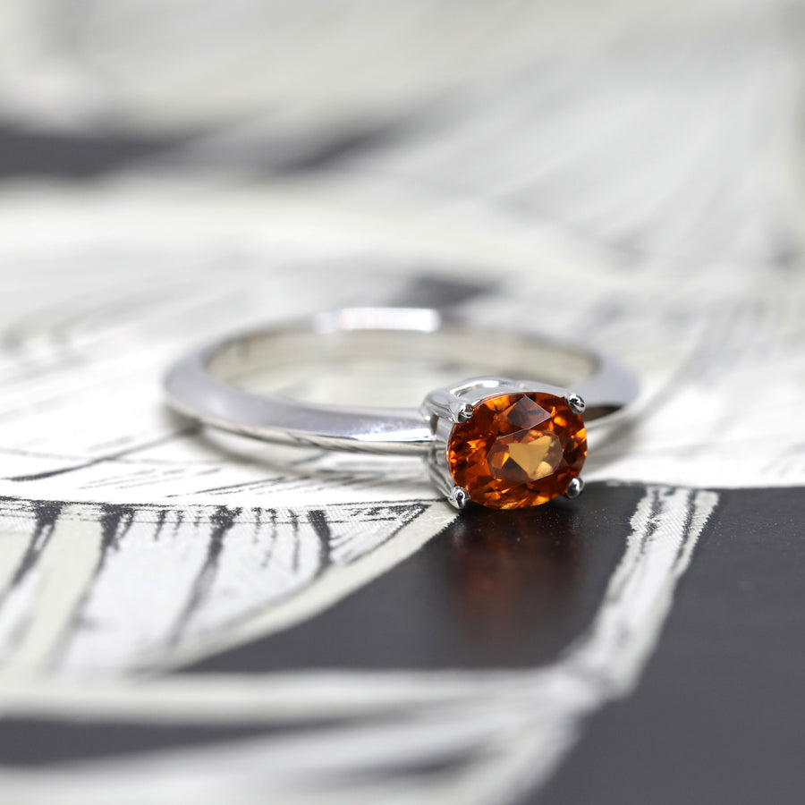 bena jewelry garnet engagement ring custom made bridal spessarite garnet ring montreal handmade fine jewelry made in montreal