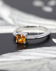 Spessartite Garnet Bright Orange Cushion Cut Gold Ring
