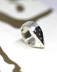 Top view of bena jewelry diamond edgy ring made in monteal jewelry designer little italy jeweler montreal