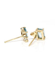 small yellow gold stud earrings blue gemstone bena jewelry designer montreal
