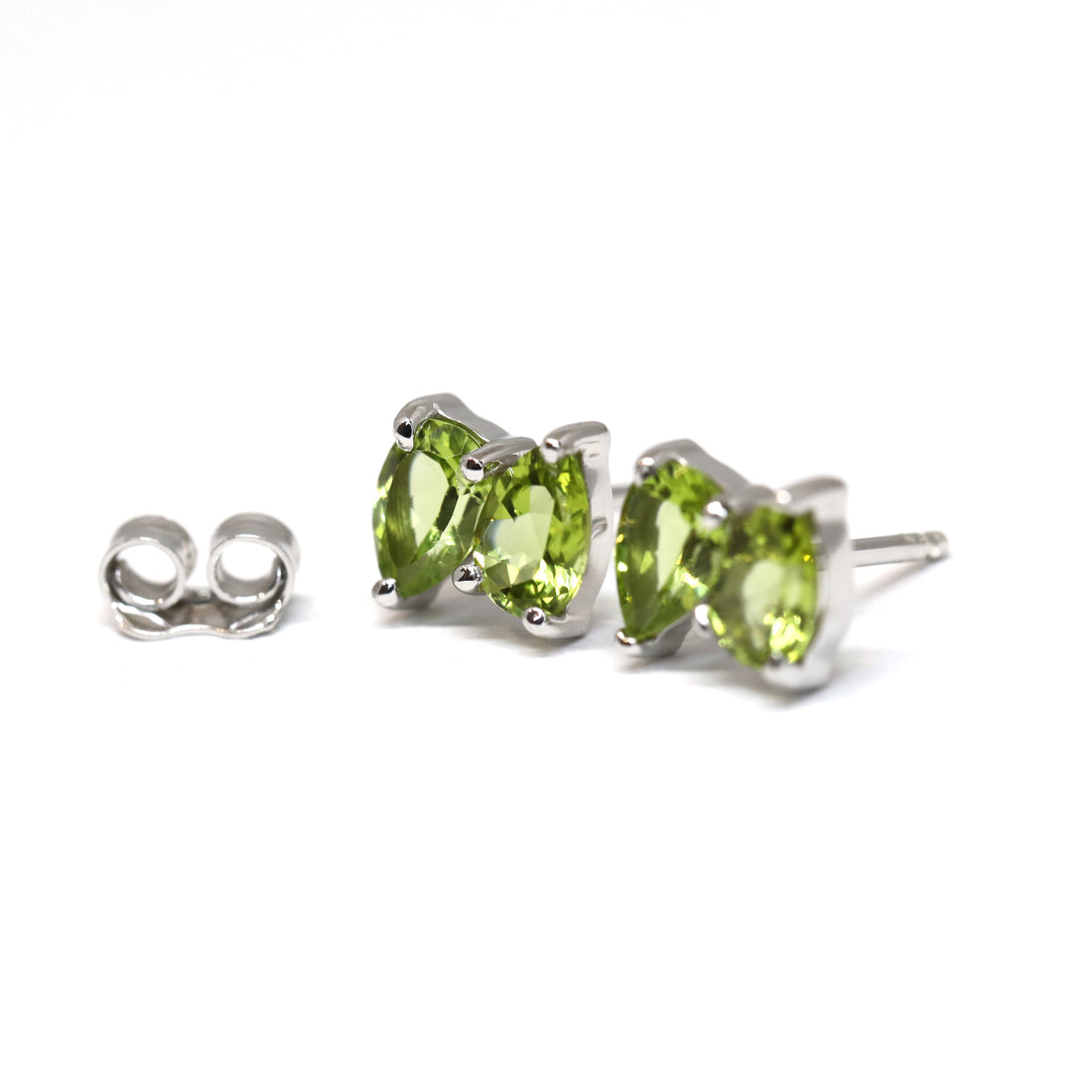 bena jewelry peridot gemstone stud earrings pear shape green gemstone minimalist peridot studs earrings green pear shape gems natural vivid green gems earrings bena jewelry montreal