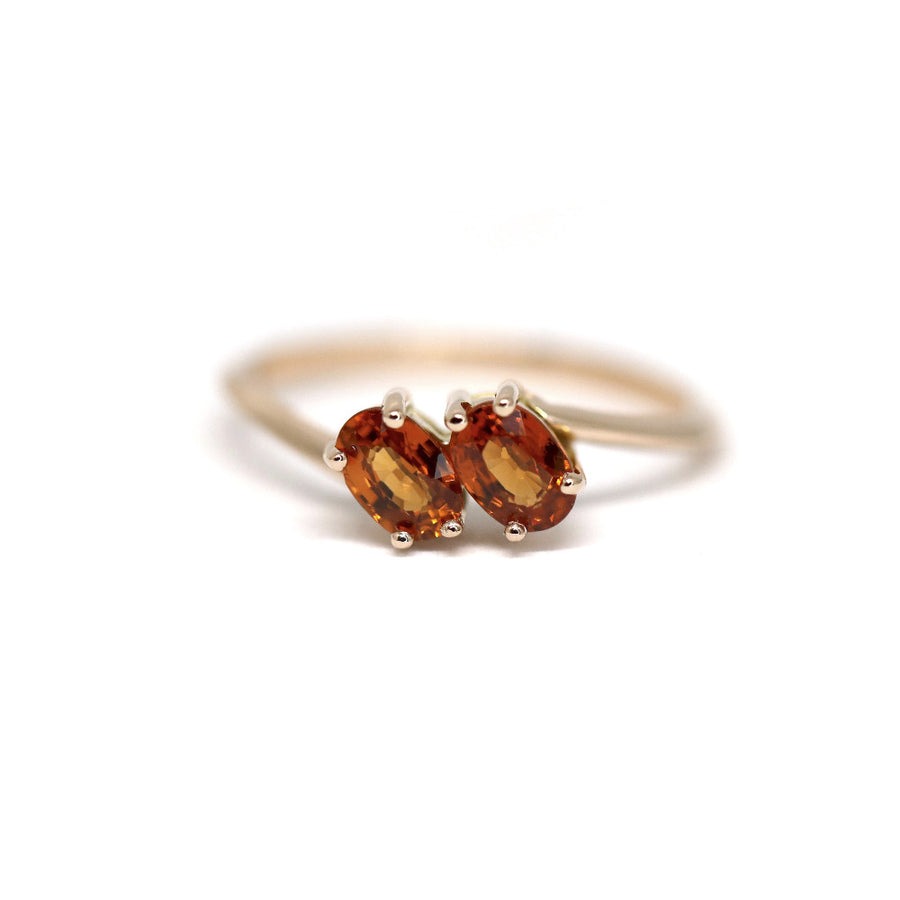 oval shape orange spessartit garnet bridal ring made in montreal