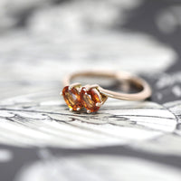 custom made orange garnet color gemstone bridal ring bena jewelry montreal designer