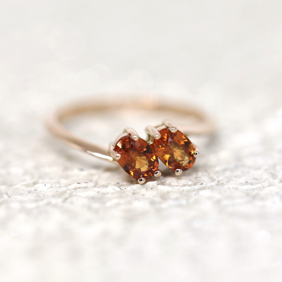 spessartite orange garnet oval shape bridal ring bena jewelry custom montreal