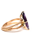 Side view of Bena Jewelry Amethyst Marquise Shape Punk Gold Ring Cocktail Jewelry with Natural Purple Color Gemstone Montreal Made in Canada Fine Jewelry Designer Montreal Little Itlay Jeweler Fine Modern Jewelry Design