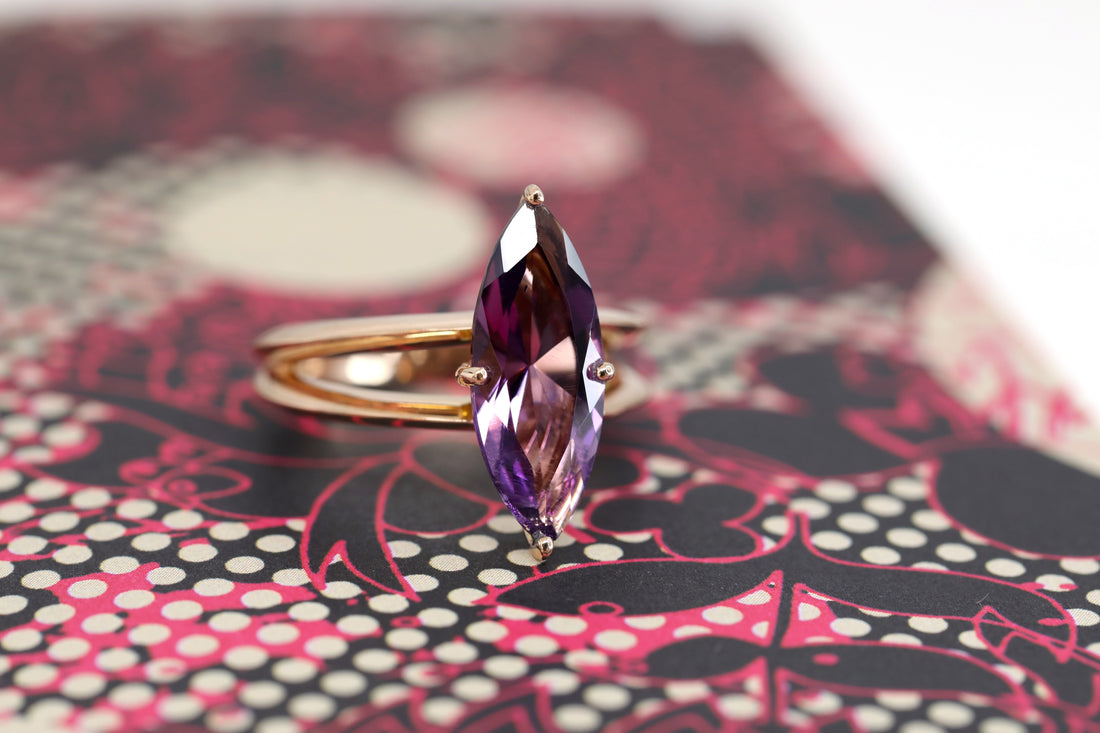 Violet Flame Amethyst Rose Gold Ring