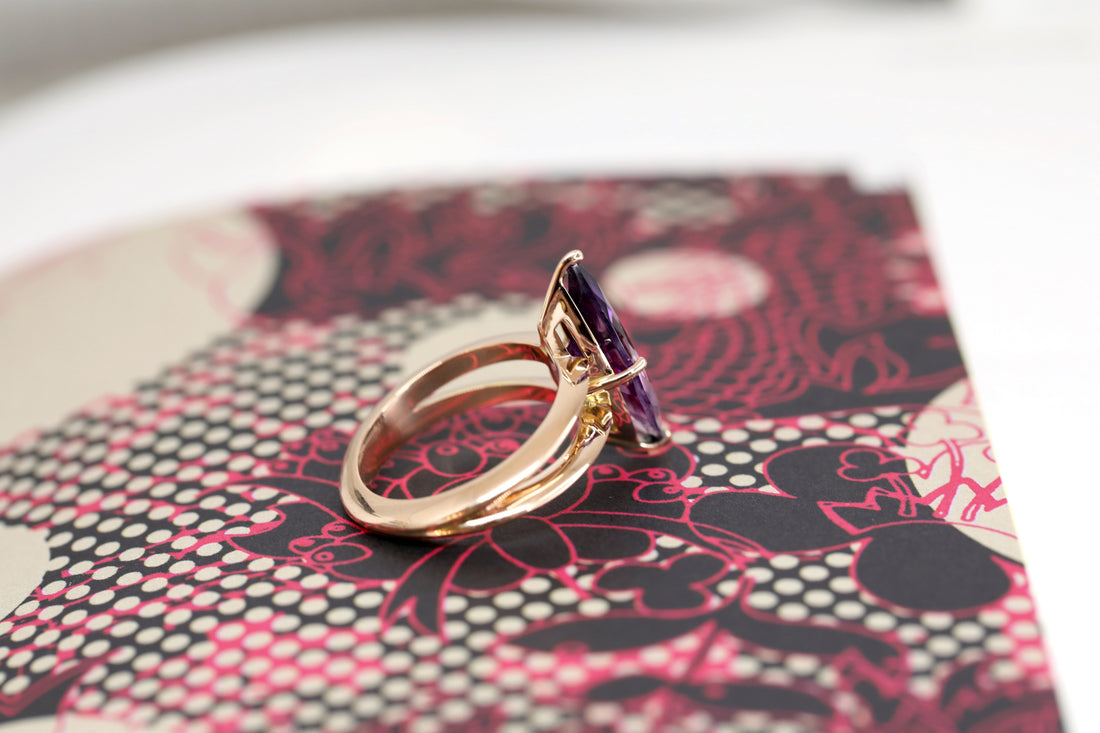 Violet Flame Amethyst Rose Gold Ring