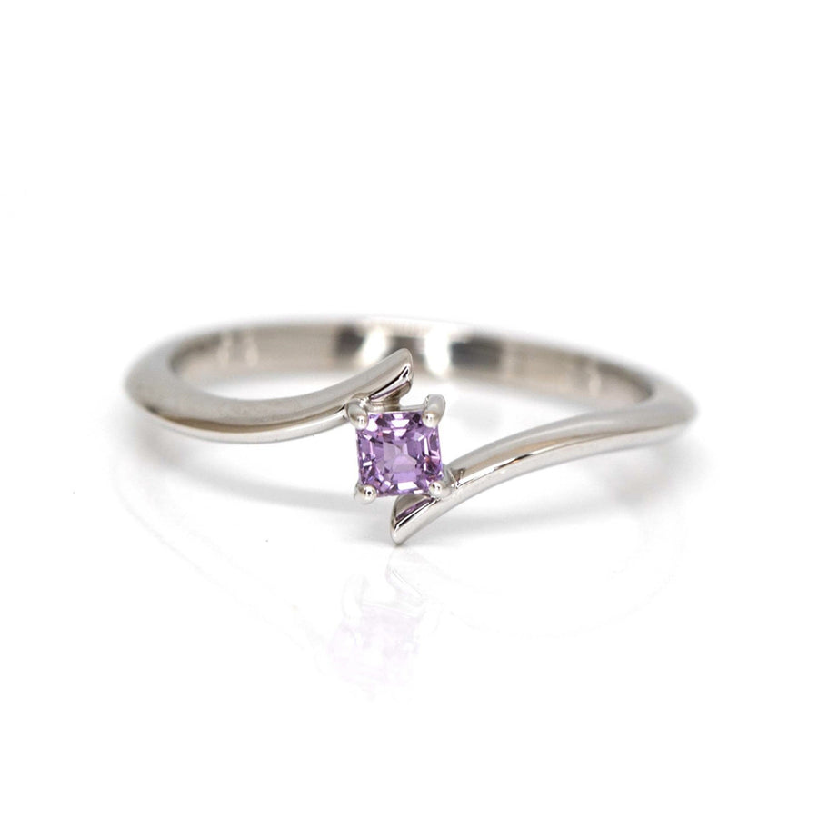 white gold kink ring bena jewelry pink sapphire bridal ring