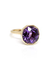 big round purple amethyst gemstone gold ring by bena jewelry