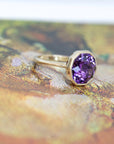 big amethyst gold ring made in montreal by bena jewelry designer