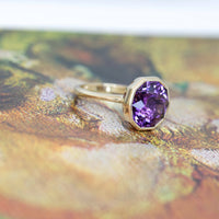 big amethyst gold ring made in montreal by bena jewelry designer