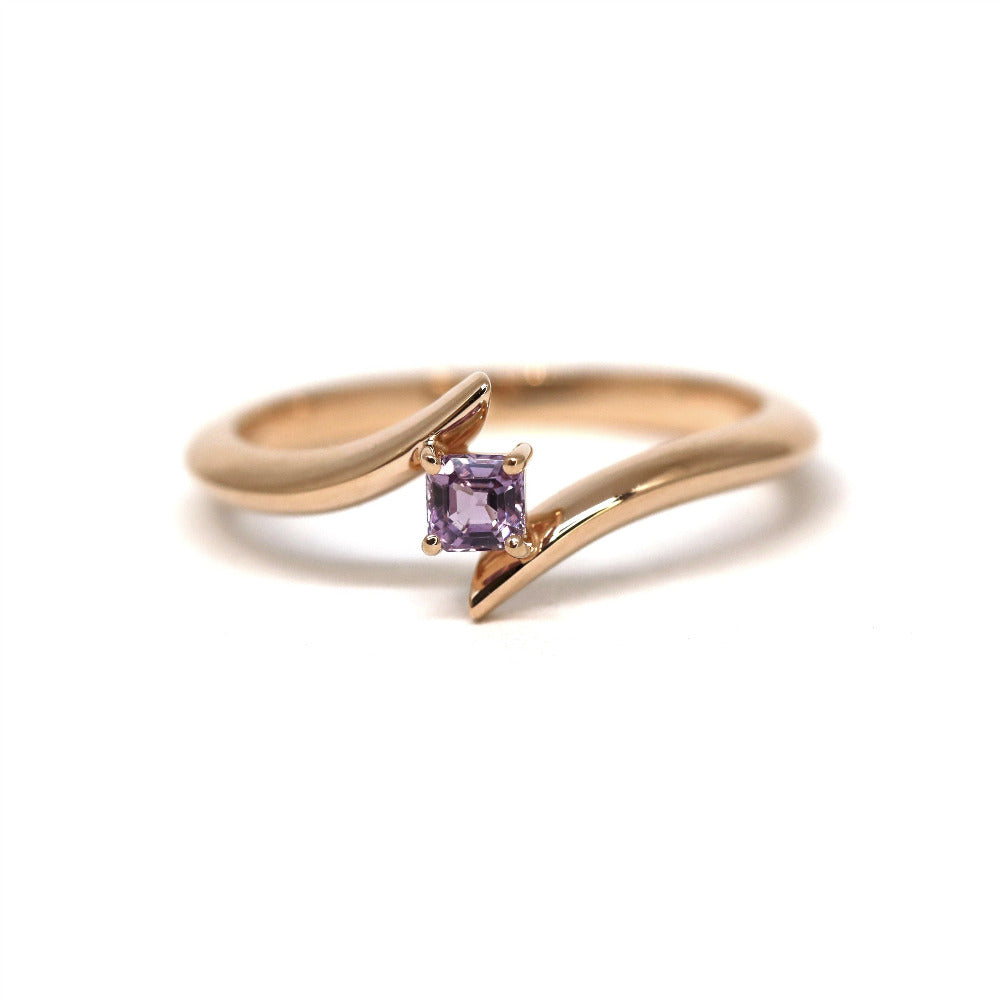 rose gold square pink sapphire gemstone bridal ring bena jewelry designer montreal