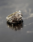 Silver Chiseled Domed Ring