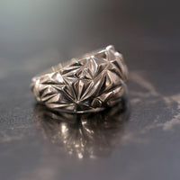 Silver Chiseled Domed Ring