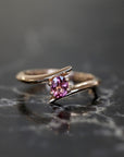 oval shape rose gold twisted band engagement ring bena jewely montreal