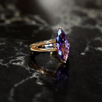 amethyst cocktail ring rose gold bena jewelry edgy color gemstone ring made in montreal fine jewelry designer marquise shape violette purple rose de france amethyst made in montreal