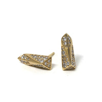 yellow gold diamond edgy stud earrings bena jewelry designer montreal