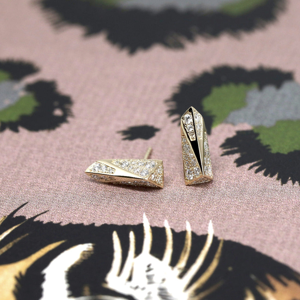 diamond gold stud earrings statement bena jewelry designer montreal