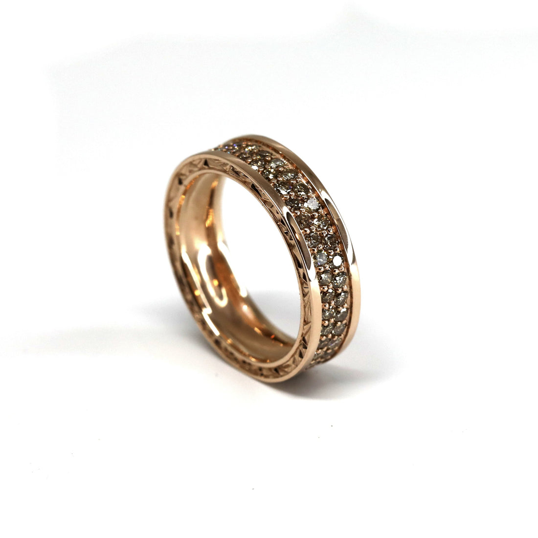 cognac diamond rose gold ring men jewelry designer bena jewlery montreal fine jewelry for men edgy ring bold designer rose gold dark brown diamond