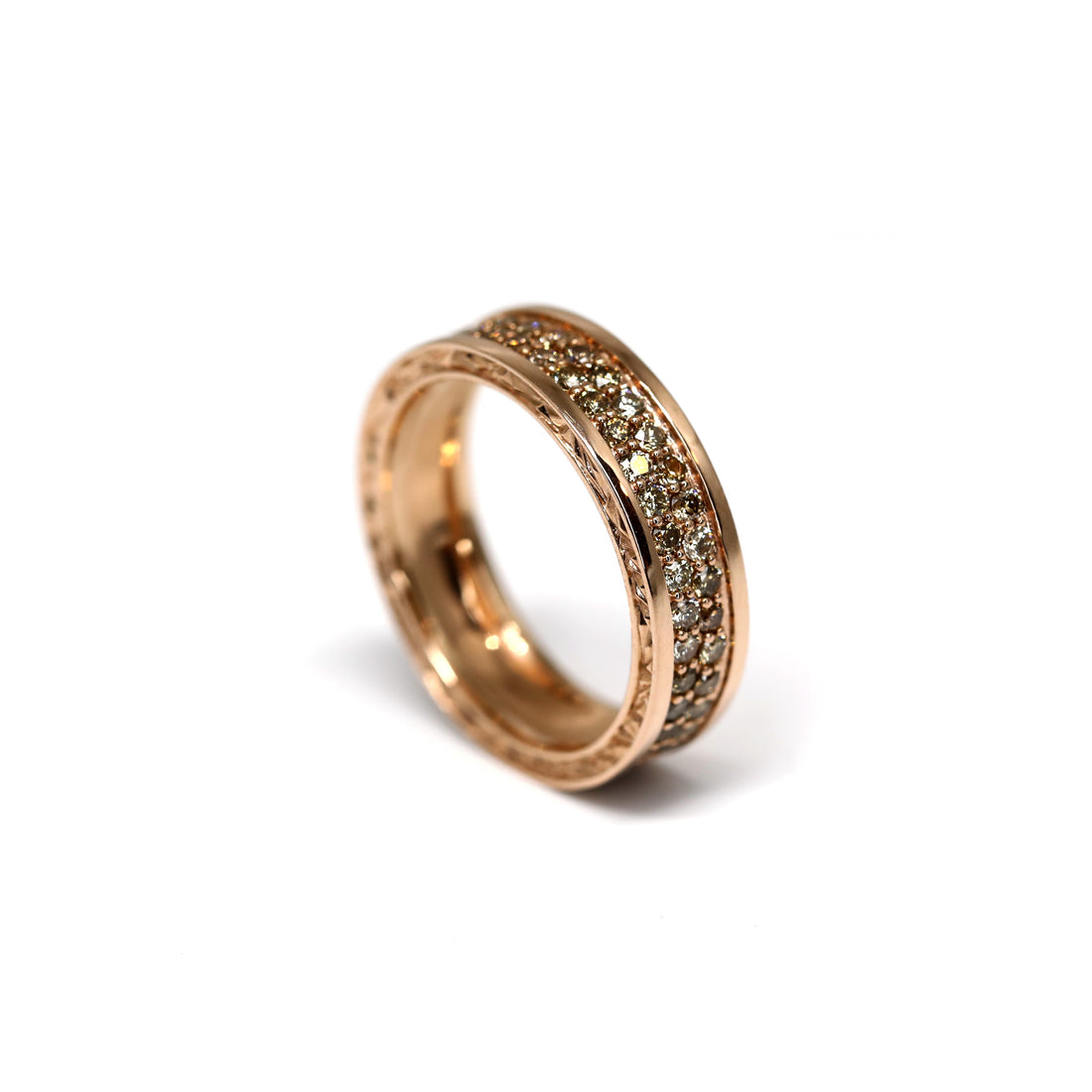 rose gold men ring cognac diamond edgy ring design monteal made fine jewelry