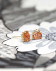 Sunstone & Cognac Diamond Gold Earrings - 0.17 ct