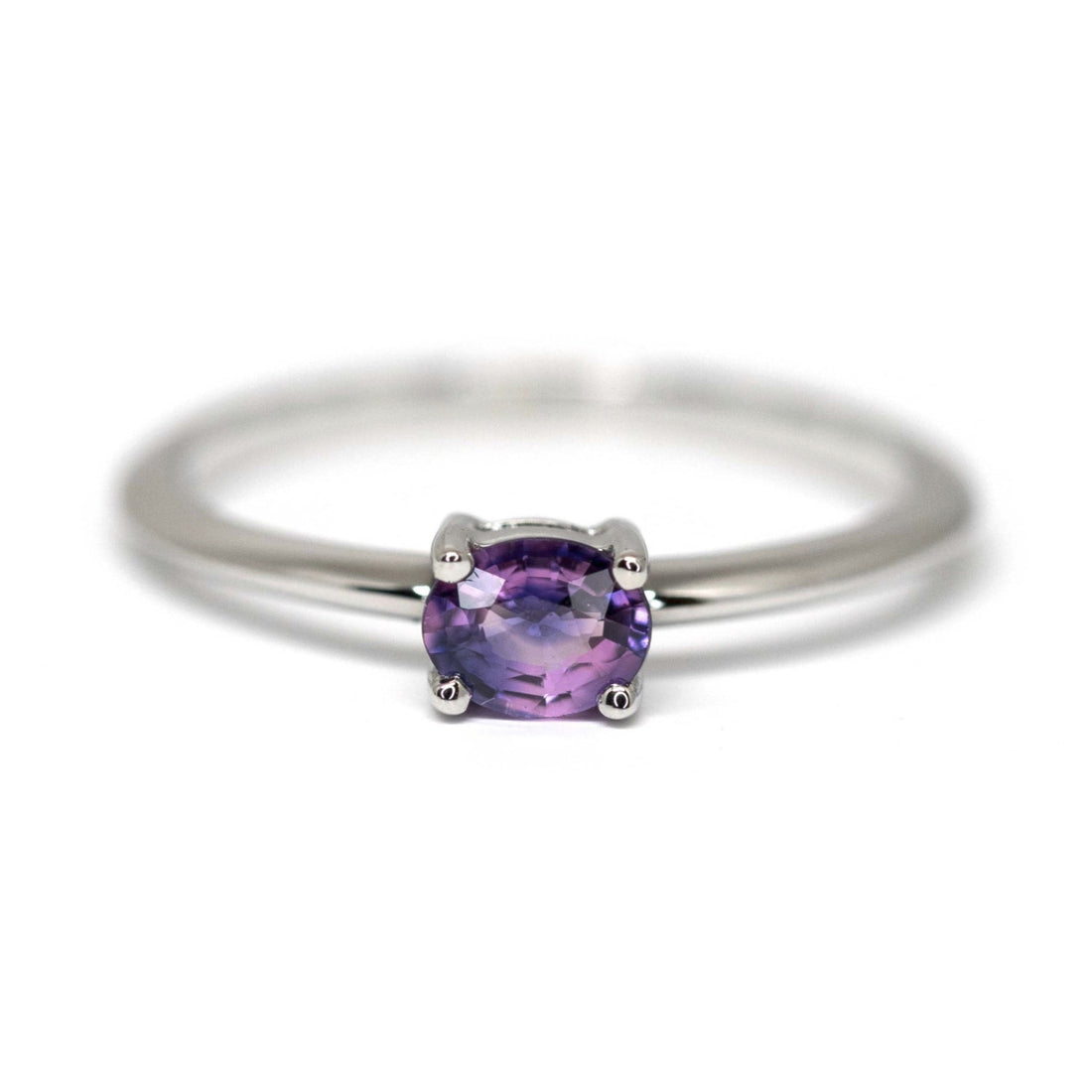 Magic Intense Purple Natural Sapphire Minimalist Gold Ring