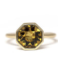 Hexagonal Fireball Citrine Yellow Gold Ring