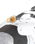 yellow gold bridal opal ring with brown diamonds designed in montreal by bena jewelry