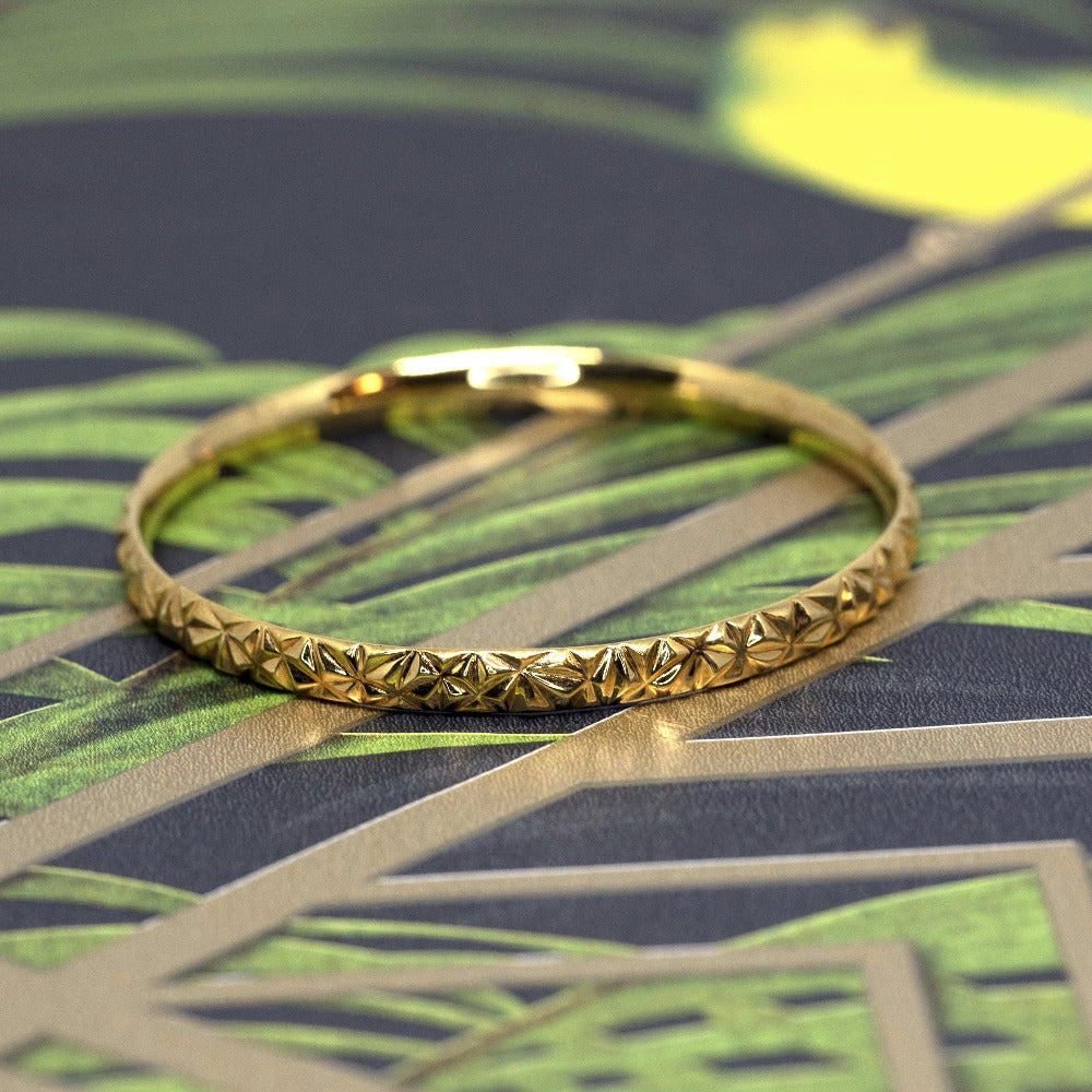 yellow gold bangle bracelet bena jewelry montreal