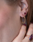 Minimalist Redish Purple Rhodolite Garnet Gold Stud Earrings