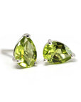 pear shape peridot stud earrings bena jewelry natural green gemstone earrings minimalist jewelry made in canada