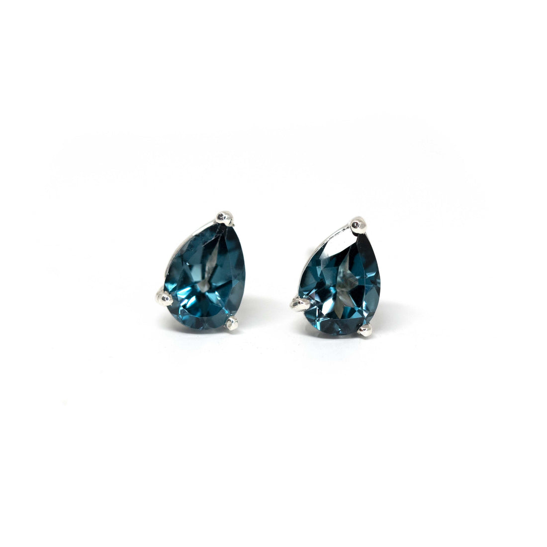 London Blue Small Pear Shape Topaz Stud Earrings
