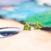 Peridot Trillion Stud Earrings