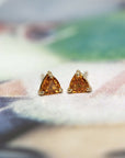 orange trillons sapphire stud earrings bena jewely montreal