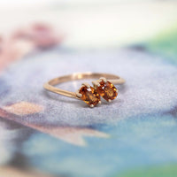 toi et moi orange garnet rose gold bena jewelry bridal ring montreal