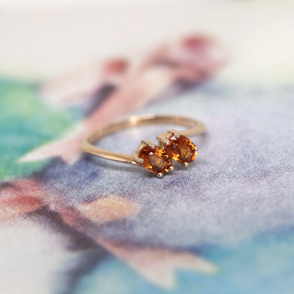 orange spessartite garnet bridal ring bena jewelry montreal