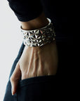 Woment wearing statement bracelet. Silver jewelry bracelet Bena Jewelry Montreal