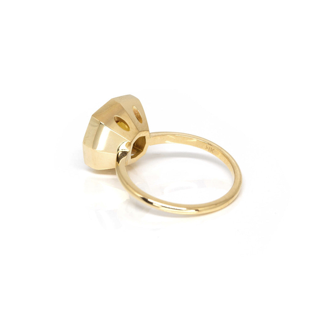 yellow gold statement ring big gemstone custom made bena jewelry