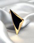 Froint view of vermeil gold pyramidal bold vermeil gold pendant montreal made in canada edgy jewelry silver gold plated unisexe big bold pendant yellow gold sharp look fine custom made jewelry designer montreal little italy jeweler custom bridal and fashion luxury jewelry specialist