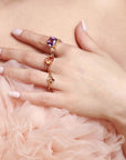 girl wearing bena jewelry statement color gemstone gold ring montreal made fine jeweler