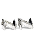 Electric shape stud earrings silver and diamond Edgy Collection Montreal Face View