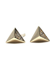Yellow gold pyramidal stud earings Bena Jewelry from Fancy Edgy Collection Made in Montreal Canada