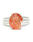 Sunstone cocktail ring natural untreated gems custom made fine jewelry color gemstone fine jewelry specialist deep orange natural color gemstone specialist montreal canada
